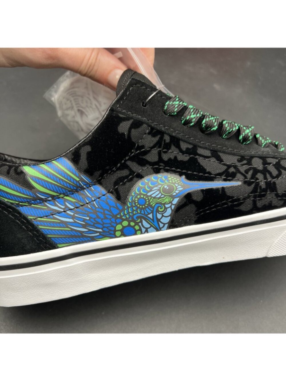 Vans Old Skool Dia de los Muertos Hummingbird Skate Shoe M9 W10.5 Black Blue NEW - Picture 9 of 16